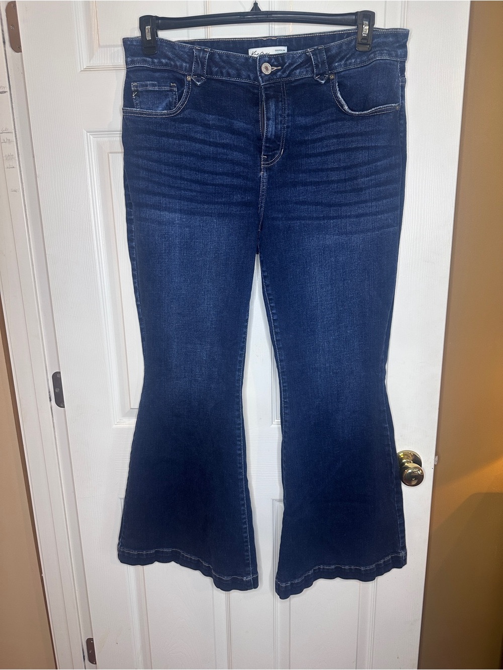 KanCan Indigo Flared Jeans with Whiskering